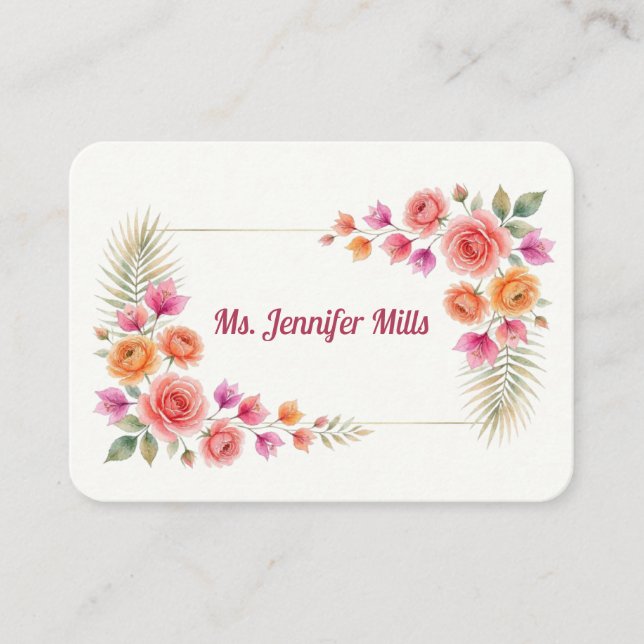 Mesa Tarjeta de lugar de Buganvilla en Flor (Anverso)