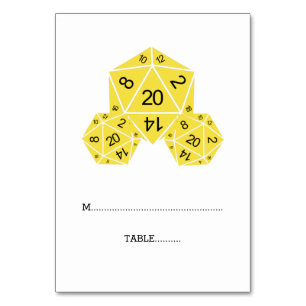 Mesa Tarjeta de lugar de dados D20 amarillos