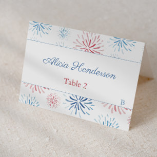 Mesa Tarjeta de lugar de fuegos artificiales del 4 de j