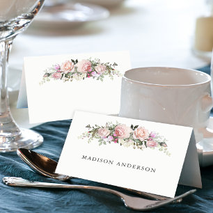 Mesa Tarjeta de lugar de jardín de rosas de verano rosa