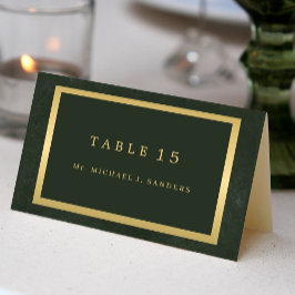 Mesa Tarjeta de lugar de nombre de invitado verde dorad