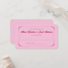 Mesa Tarjeta de lugar de número de tabla Boda rosa