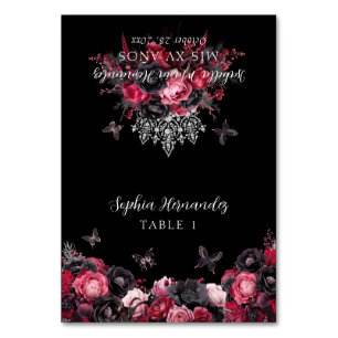 Mesa Tarjeta de lugar de Quinceañera color rosa negro r