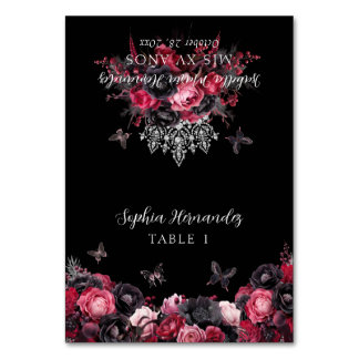 Mesa Tarjeta de lugar de Quinceañera color rosa negro r
