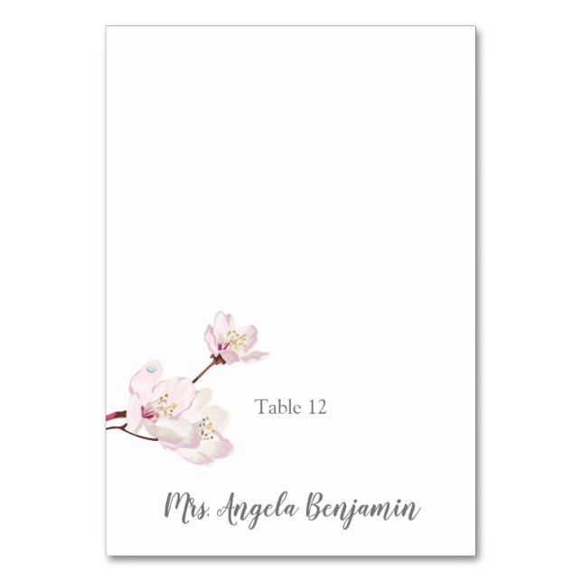 Mesa Tarjeta de lugar del Boda Sakura japonés con flore (Anverso)