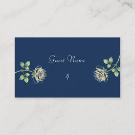 Mesa Tarjeta de lugar floral azul marino