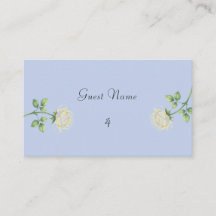 Tarjeta de lugar floral azul polvoriento