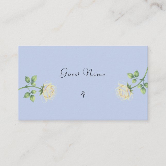 Mesa Tarjeta de lugar floral azul polvoriento (Anverso)