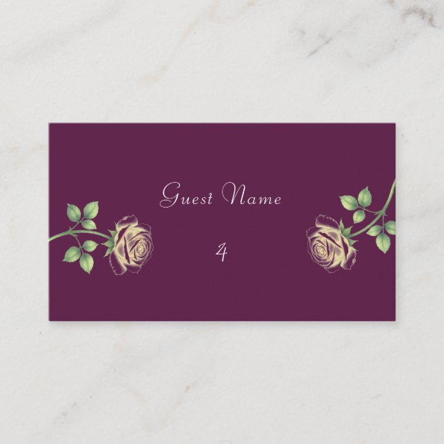 Mesa Tarjeta de lugar floral púrpura (Anverso)
