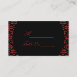 Mesa Tarjeta de lugar gótico-Boda de Damask rojo y negr