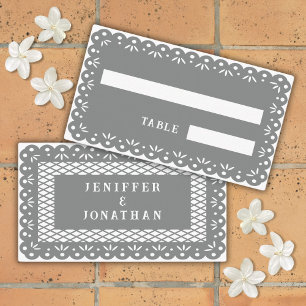 Mesa Tarjeta de lugar GRAY MEXICAN PAPEL PICADO