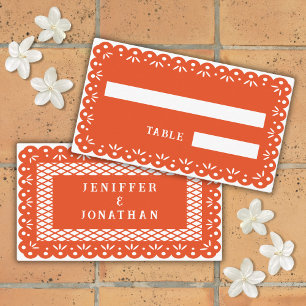 Mesa Tarjeta de lugar naranja MEXICAN PAPEL PICADO