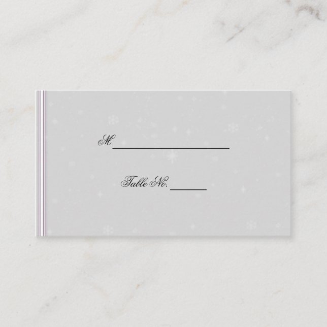 Mesa Tarjeta de lugar para Boda de berenjenas de plata  (Anverso)