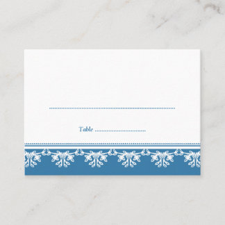 Mesa Tarjeta de lugar para boda de borde azul
