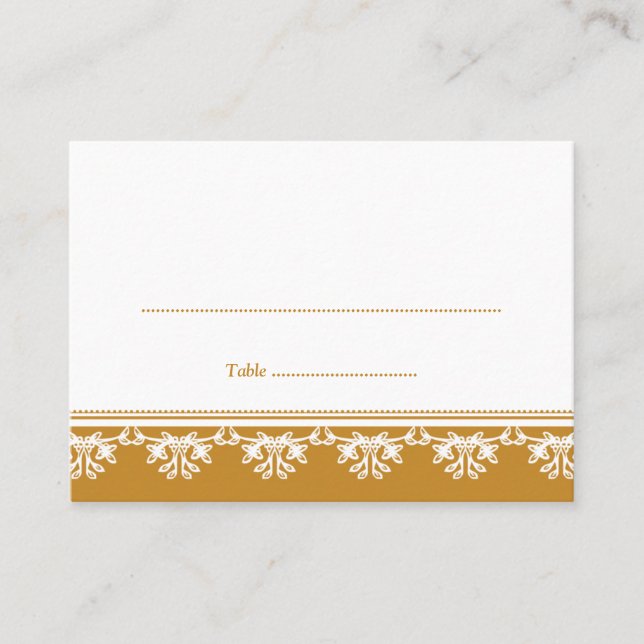 Mesa Tarjeta de lugar para boda de borde de fibra marró (Anverso)