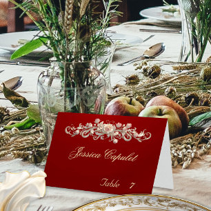 Mesa Tarjeta de lugar - Pergamino de rosa y monograma d