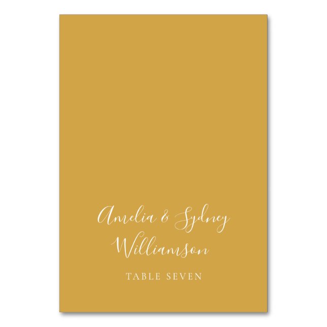 Mesa Tarjeta de lugar personalizada de guión amarillo m (Anverso)