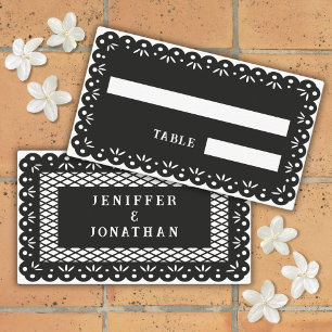 Mesa Tarjeta de lugar PICADO de PAPEL MEXICANO NEGRO