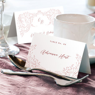 Mesa Tarjeta de lugar plegable con flores vintage dibuj