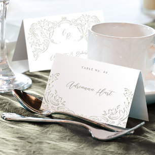 Mesa Tarjeta de lugar plegable con flores vintage dibuj