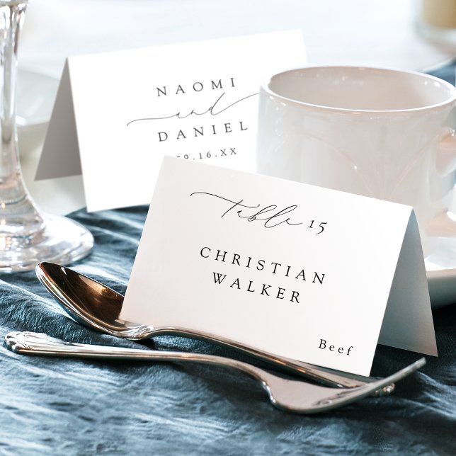 Mesa Tarjeta de lugar plegable con letra moderna minima (Minimalist Modern Chic Script Foldable Place Card)