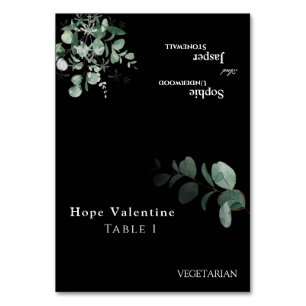 Mesa Tarjeta de lugar plegable de Boda negro verde mode