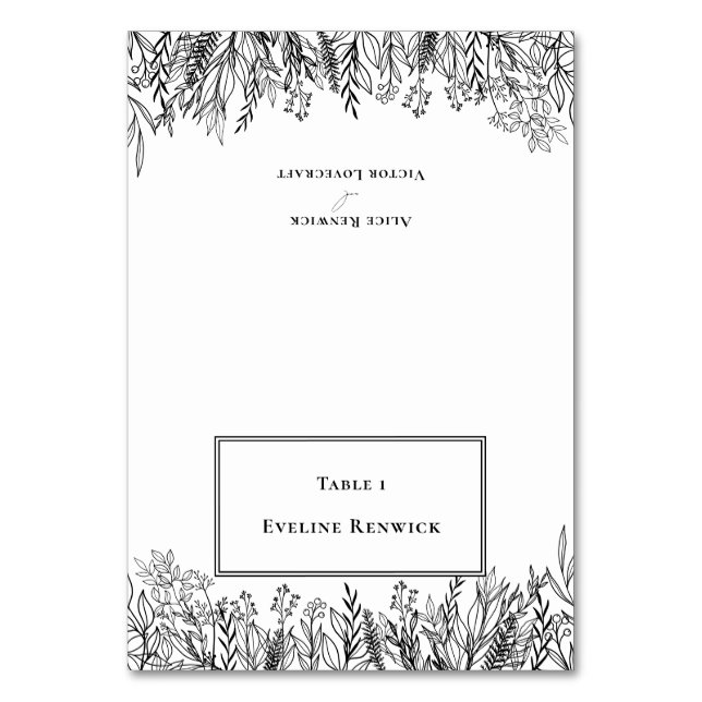 Mesa Tarjeta de lugar plegable de verde blanco y negro (Anverso)