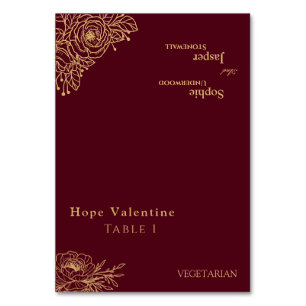 Mesa Tarjeta de lugar plegable del Boda floral de oro d