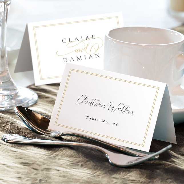 Mesa Tarjeta de lugar plegable simple Boda de guión ele (Simple Elegance Script Wedding Foldable Place Card)