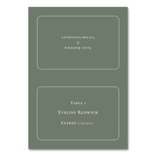 Mesa Tarjeta de lugar plegable simple Boho Sage Entree  (Anverso)