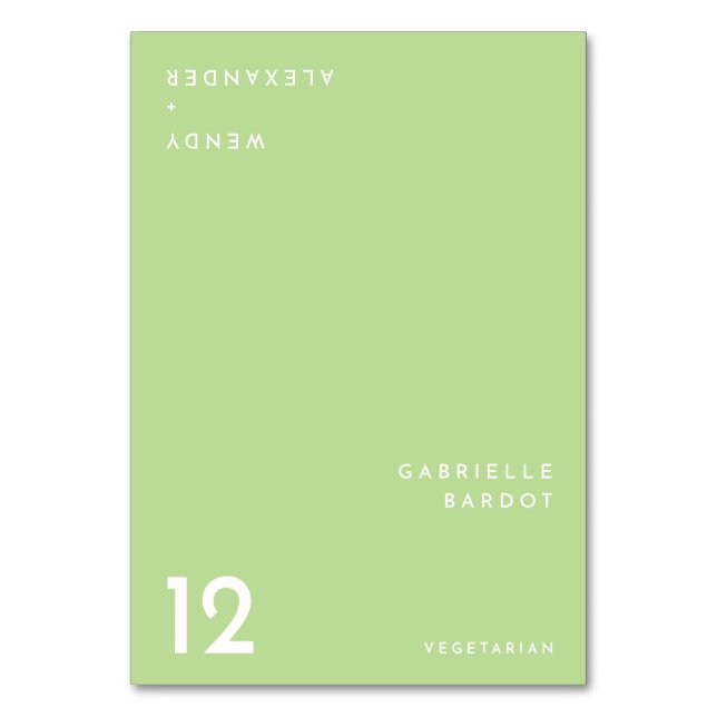 Mesa Tarjeta de lugar plegable verde verde Minimalista  (Anverso)