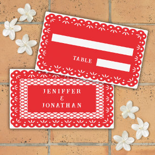 Mesa Tarjeta de lugar RED MEXICAN PAPEL PICADO