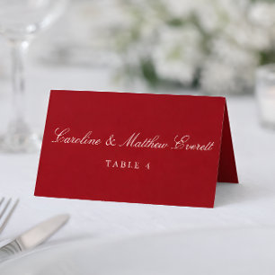 Mesa Tarjeta de lugar roja elegante con nombres persona
