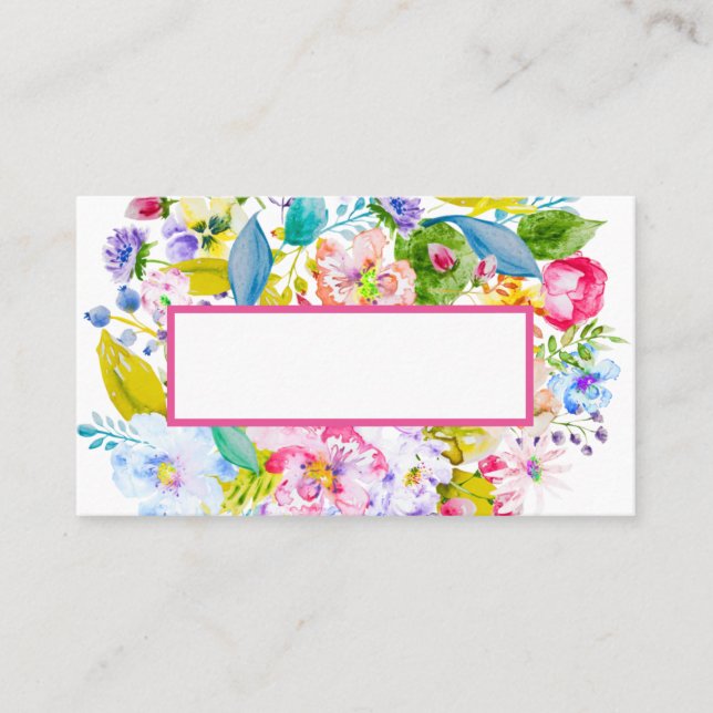 Mesa Tarjeta de lugar romántico de boda floral rosa (Anverso)