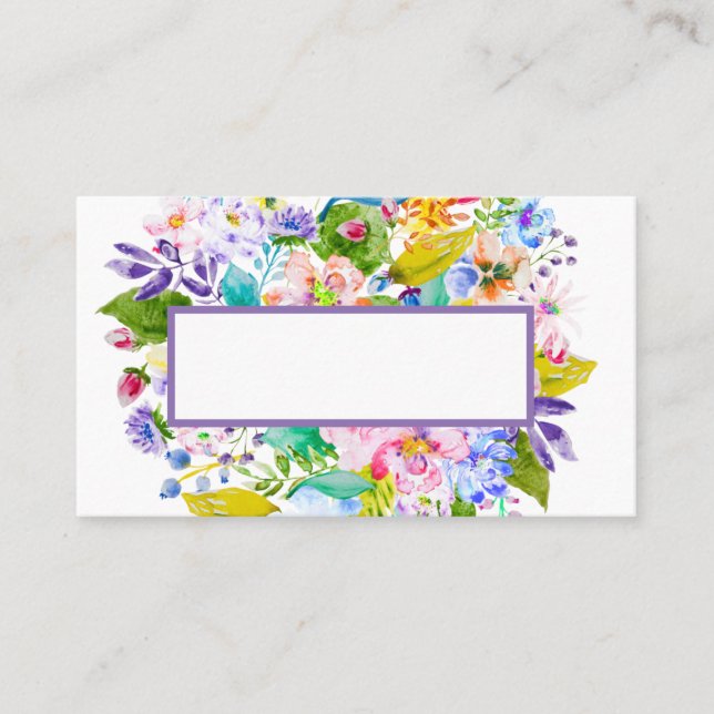 Mesa Tarjeta de lugar romántico de flores moradas pálid (Anverso)