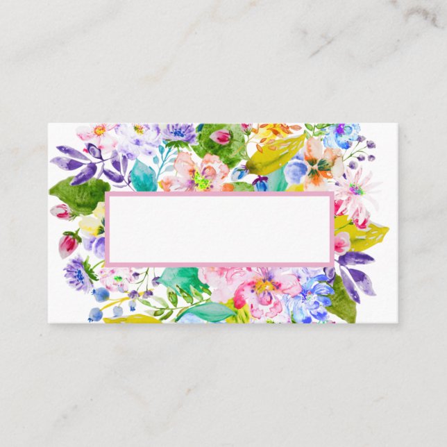 Mesa Tarjeta de lugar romántico de flores rosadas paste (Anverso)
