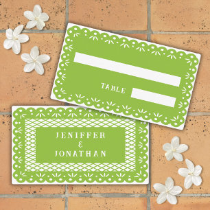 Mesa Tarjeta de lugar VERDE MEXICAN PAPEL PICADO