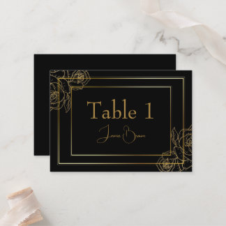 Mesa Tarjeta de Lujo Negro y Lugar de Oro