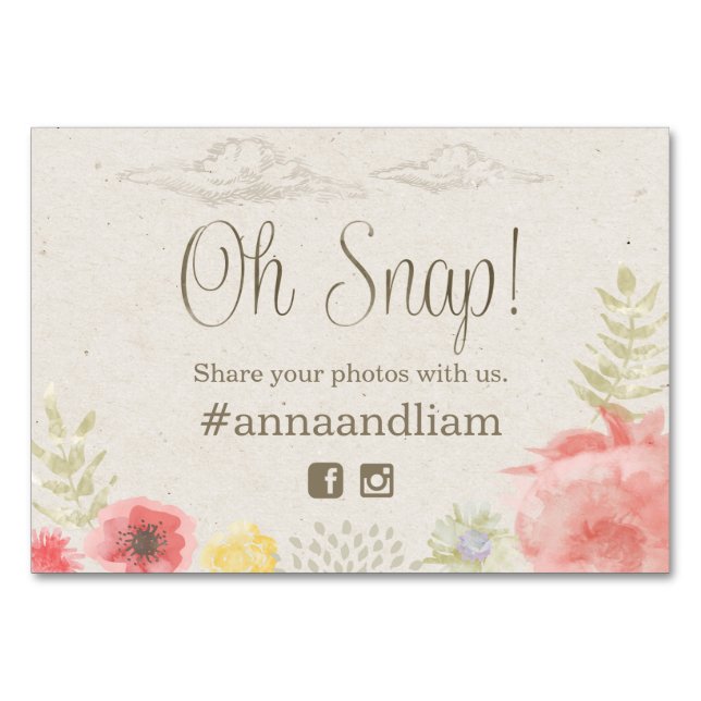 Mesa Tarjeta de medios sociales del Boda Meadow Summer (Anverso)