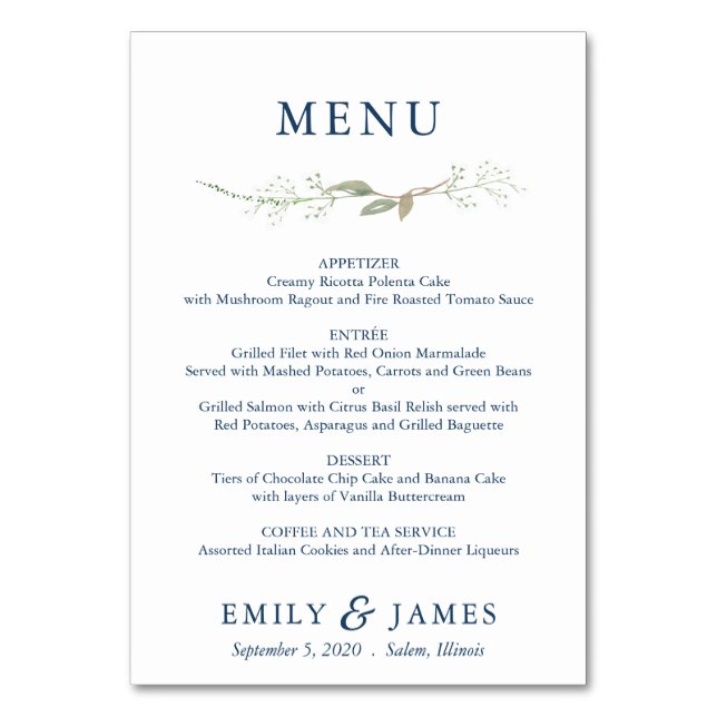 Mesa Tarjeta de menú Gypsophila Wreath (Anverso)