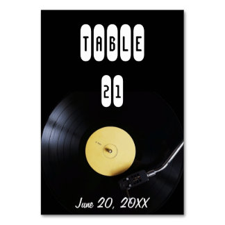 Mesa Tarjeta de mesa: Disco de vinilo en tornamesa. Tem
