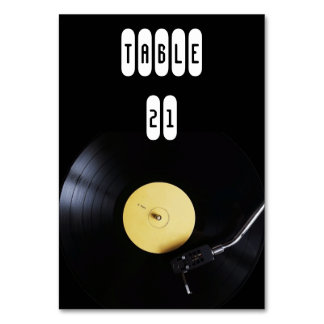 Mesa Tarjeta de mesa: Disco de vinilo en tornamesa. Tem