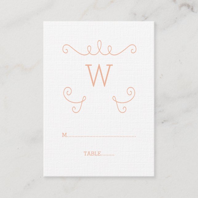 Mesa Tarjeta de Monograma Lugar de naranja Whimsical Fl (Anverso)
