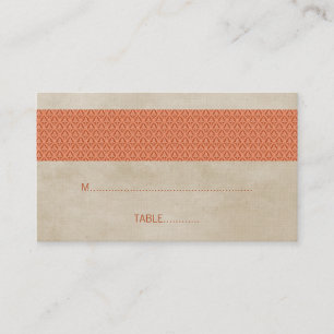 Mesa Tarjeta de naranja Rustic Damask Wedding Place