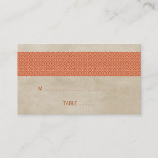 Mesa Tarjeta de naranja Rustic Damask Wedding Place