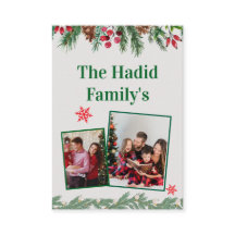 Tarjeta de Navidad Familiar con Foto Vintage Verde