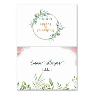Mesa Tarjeta de Nombre de Invitado de Boda con Vegetaci