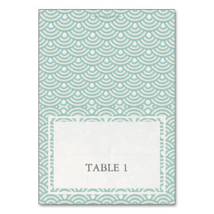 Mesa Tarjeta de nombre de patrón de onda verde + Boda b