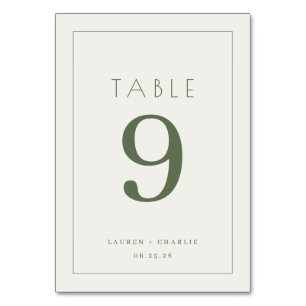 Mesa Tarjeta de Número de Oliva Sofisticada