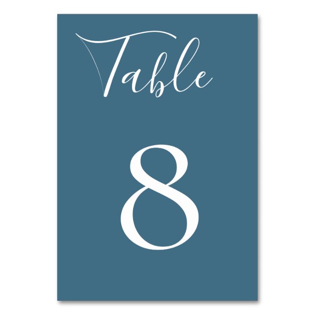Mesa Tarjeta de número de tabla azul de acero (Anverso)